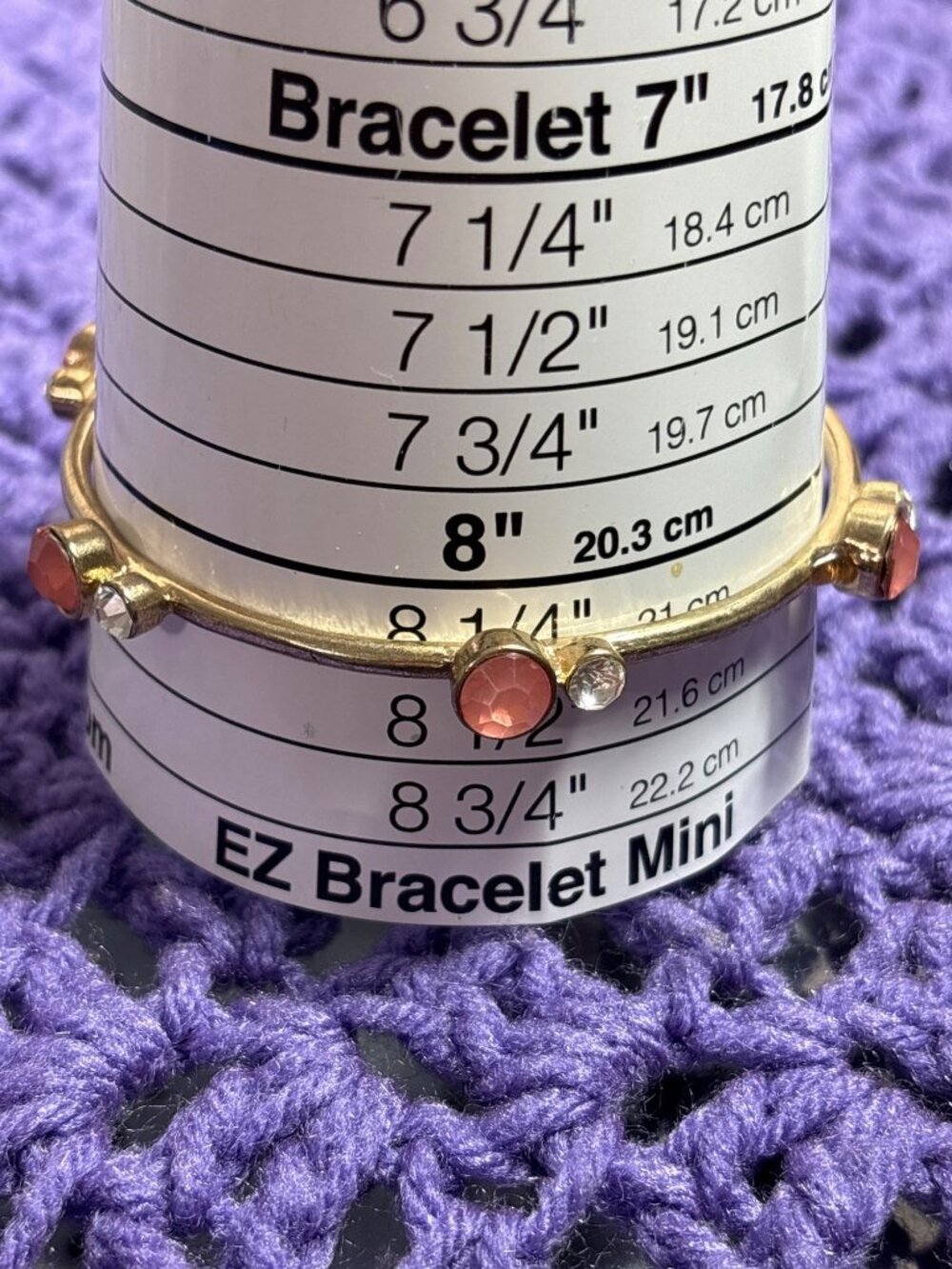 Goldtone Pink Clear Rhinestone Bangle Bracelet 8.25 inches